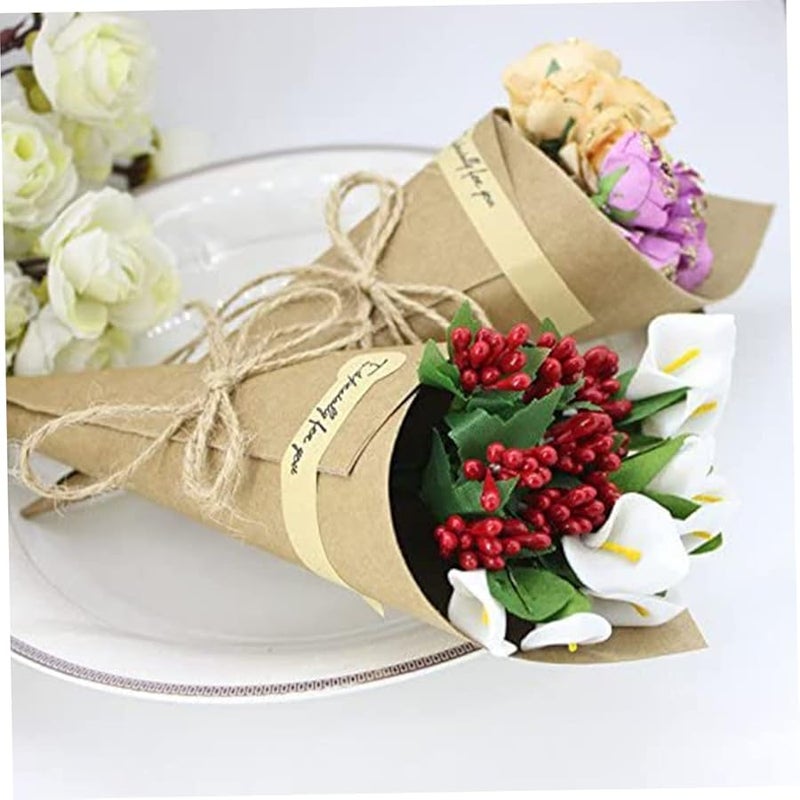 120 Pcs Mini Kraft Paper Flower Cones For Wedding Bouquet Decoration - Image 3